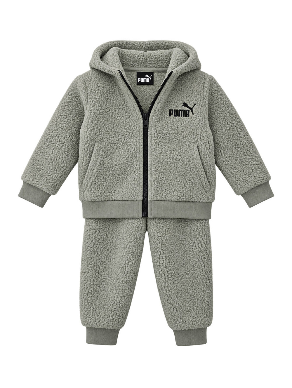 PUMA Kids Sherpa Fleece Hoodie & Jogger Pants 2-Piece Set Taupe Brown